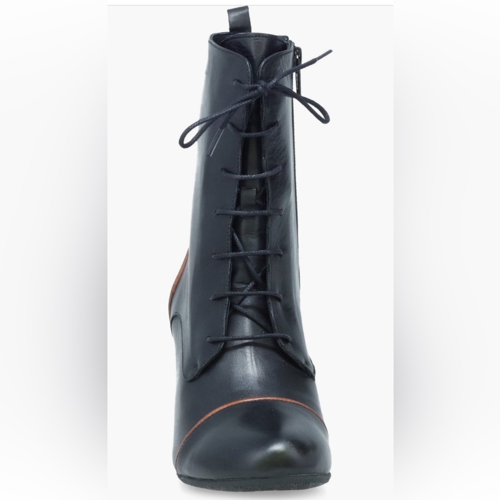 Miz Mooz NEW / BOXED Fabian 2-tone LEATHER Lace-Up Heeled Bootie - Picture 3 of 15
